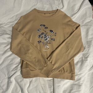 Floral Graphic Beige Sweater